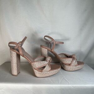BCBGeneration Tan and Cream Platform Heels